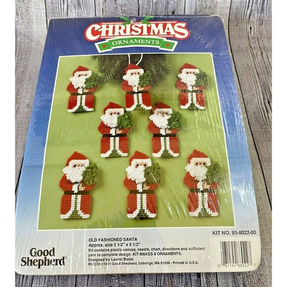 Good Shepherd Old Fashioned Santa Christmas Ornaments Kit 1991 Plastic Canvas - Picture 3 of 11